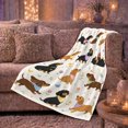 thumbnail image 5 of Playful Dachshunds With Bandanas Flowers And Hearts, Soft Flannel Blanket with Playful Animal Illustration Print, Housewarming Gift and Home Decor for Bedroom and Living Room, 5 of 7