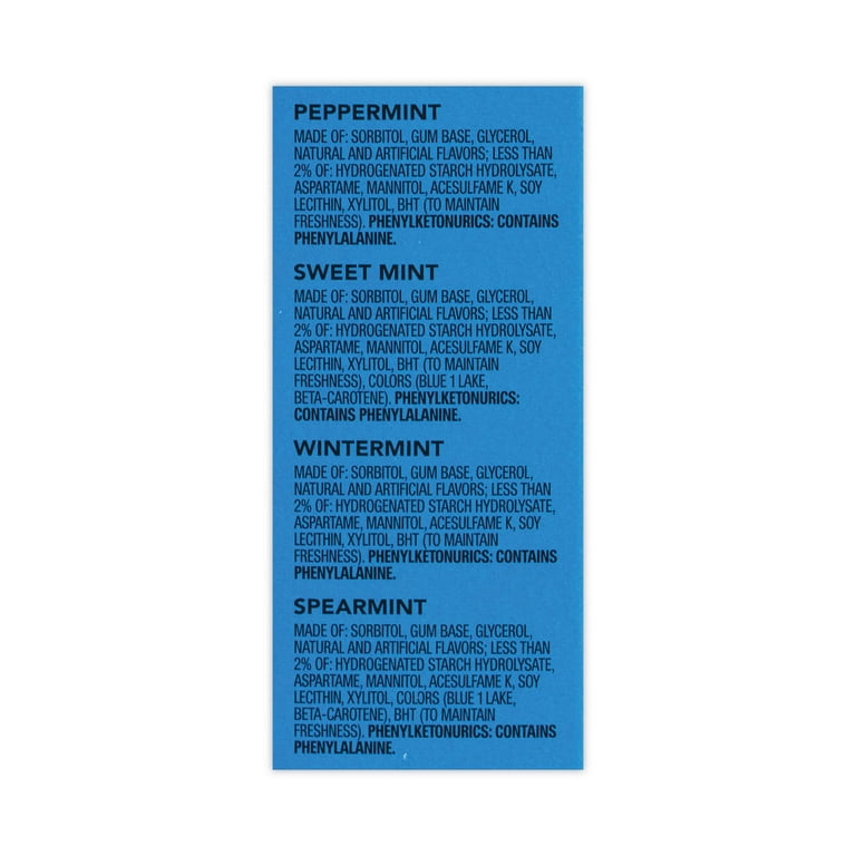 Sugar-Free Chewing Gum Variety Box, Four Mint Flavors, 14 Pieces/Pack, 18 Packs/Carton, Ships in 1-3 Business Days Sugar-Free Chewing Gum Variety Box, Four Mint Flavors, 14 Pieces/Pack, 18 Packs/Carton, Ships in 1-3 Business Days