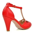 thumbnail image 3 of Chase & Chloe Women's Pepper Mary Janes - Vintage Cutout Low Kitten Heels Retro T Strap Pumps, 3 of 6