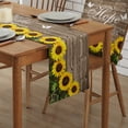 thumbnail image 2 of Table Runner Dresser Scarves 90 Inch Long, Farm Yellow Sunflower Linen Dining Table Runners Positive Text on Vintage Wood Grain Tabletop Scarf for Wedding Holiday Party Kitchen, 2 of 7