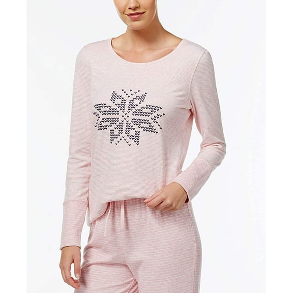Nautica Women's Reversible Snowflake Pajama Top Pink Size Large