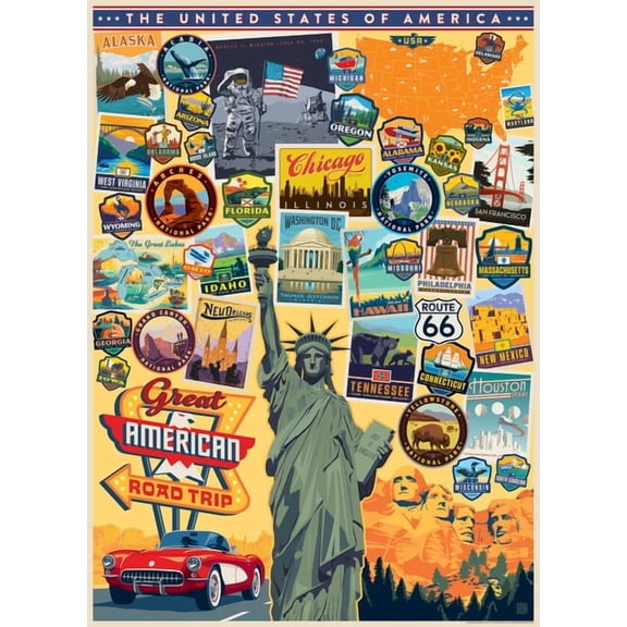 Great American Road Trip 1000-Piece Puzzle, (Hardcover)
