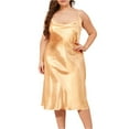 thumbnail image 2 of Women's Plus Size Satin Sleep Dress Nightgown Adjustable Spaghetti Strap Nightdress Nightwear Silk Nightgowns 03-Champagne XXXXL, 2 of 3