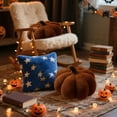 thumbnail image 5 of Danhjin Pumpkin Throw Pillows, Spooky Velvet Cushion Cozy Accents for Sofa Bed Home Living Room, Machines Washable Easy Care Indoor Halloween Decor, 5 of 6