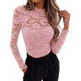 thumbnail image 3 of Mesh Long Sleeve Tops for Women Lace Sheer Tight See Through Crew Neck Spring Fall 2026 Party Club Outfits, 3 of 5
