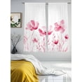 thumbnail image 2 of Pink Spring Floral Sheer Curtains 72 Inch Length 2 Panels Set, Watercolor Botanical Summer Flower Voile Window Treatment Rod Pocket Curtains Sheers Drapes for Bedroom/Living Room/Kitchen 52"x72"x2, 2 of 7