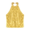 thumbnail image 5 of Hansber Girls Sparkling Halter Neck Jazz Dance Ballet Crop Top Sleeveless Tees for Cheerleading Gold 12, 5 of 7