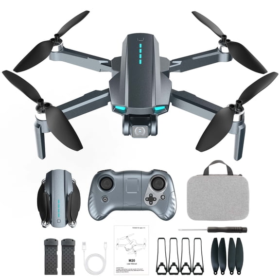 SUNNYBAY Drone with Camera for Adults 4K, Foldable FPV Quadcopter, Brushless Motor, Under 249 g, Optical Flow LED Night-Light, Smart Selfie Mode