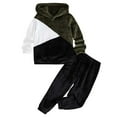 thumbnail image 2 of Hicidod Toddler 2pcs Velvet Sweat Suit Soft Cozy Casual Tracksuit Outfits Long Sleeve Pullover Hoodie Elastic Waist Sweatpants Set, 2 of 7
