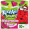 Kool-Aid Sours Natural Flavor with Other Natural Flavor Drink, 10 Pouches, for On-the-Go Hydration, Watermelon Blast, Sour Candy Flavor, No Artificial Dyes, 6 oz