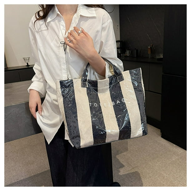 Bolso tote de PVC | Bolso de mano de plástico impermeable para compras y uso diario | Bolso tote de gran capacidad con cierre de velcro