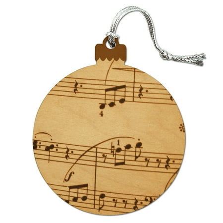 Musical Instrument Christmas Ornament Vintage Sheet Music Notes Musical Score Musician Wood Christmas Tree Holiday Ornament ()