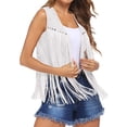 thumbnail image 1 of Xuanfei Women Faux Suede Sleeveless 70s Hippie Cowgirl Fringed Vest Cardigan, 1 of 7