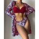 thumbnail image 1 of Traje de baño de tres piezas para mujer, cárdigan de malla con estampado de bikini dividido, 2 piezas, 1 of 4