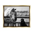 thumbnail image 3 of Stupell Industries Dog & Horse Farm Animal Friends Monochrome Photography Photograph Metallic Gold Floating Framed Canvas Print Wall Art, Design by James Dobson, 3 of 5