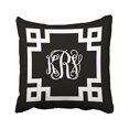 thumbnail image 1 of RYLABLUE Retro Black And White Greek Key Script Monogram Krv Polyester 18 x 18 Inch Square Throw Pillow Covers With Hidden Zipper Home Sofa Cushion Decorative Pillowcases, 1 of 1