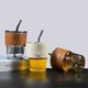 thumbnail image 2 of 400ml Bamboo Joint Glass Cup with Lid and Straw Transparent Bubble Tea Cup Milk white none, 2 of 5