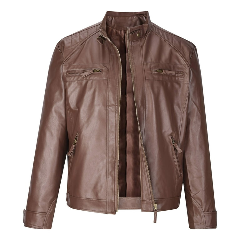 Hfyihgf Men's Causal Vintage PU Leather Jacket