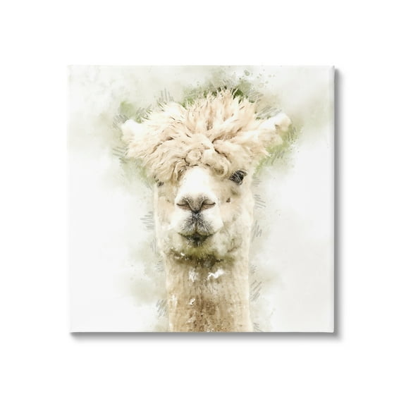 Stupell Alpaca Portrait Abstract Animal Animals & Insects Painting Gallery Wrapped Canvas Print Wall Art