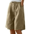 thumbnail image 4 of TRUBKH shorts for women bermuda shorts for women gym shorts women long shorts for women baggy shorts Cotton Linen Shorts Loose Fit Knee Length Cosy Shorts Beach Shorts With Pockets Khaki XL, 4 of 7