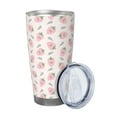 thumbnail image 2 of Susaid Floral Strawberr Print 20oz Car Cup,Insulated Coffee Cup Fully Spill Proof Travel Coffee Mug, Stainless Steel Tumbler for Work Home Outdoor Car-Straw Three-piece Set, 2 of 8