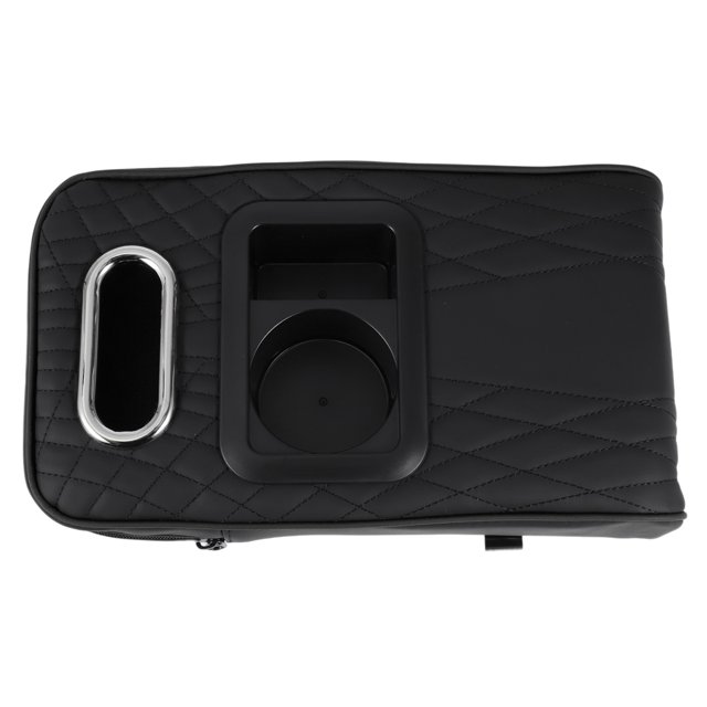 Car Center Console Cover Center Console Cushion Multifunctional 13.39"x7.48"x3.15" Black Nappa Leather