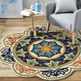 thumbnail image 3 of 4â€™ Round Ivory and Navy Decorative Area Rug, 3 of 8