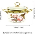 thumbnail image 6 of Xwlshop Enamel Stockpot with Glass Lid, Vintage Floral Nonstick Saucepan with Handles, Induction Safe Cooking Pot for Stew & Soup, 6 of 8