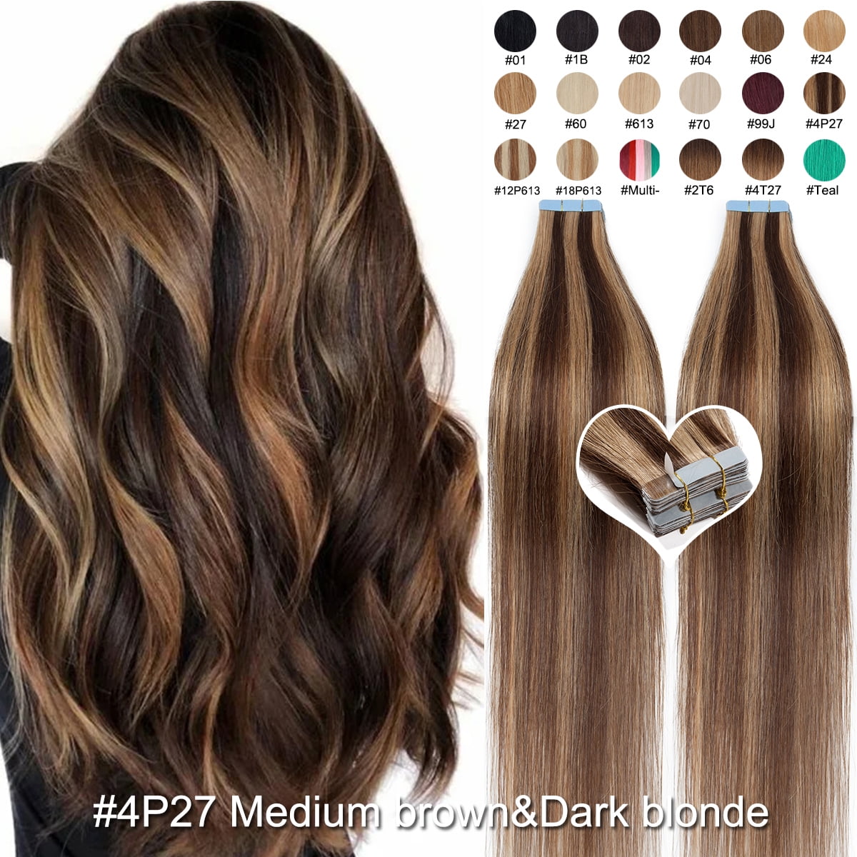 SEGO Tape in Hair Extensions 100% Real Remy Human Hair Long Straight Gold Hair Acessories Clearance