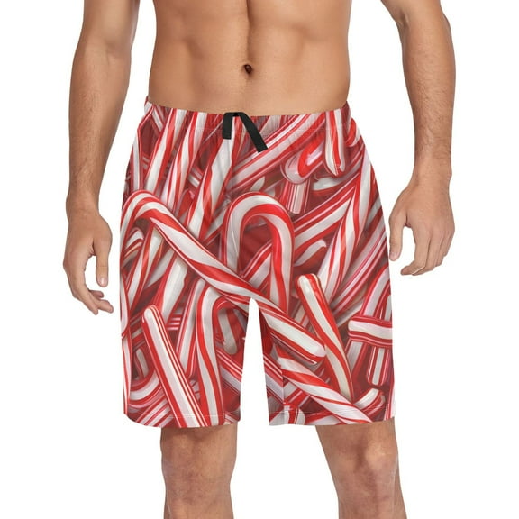 joogoo Mens Swim Trunks Candy Christmas Beach Shorts Drawstring Elastic Waist Swimwear Bathing Suits L