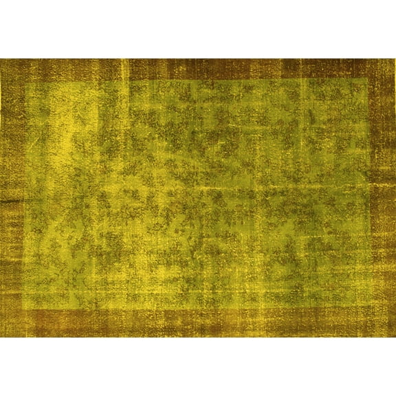 Ahgly Company Machine Washable Indoor Rectangle Persian Yellow Bohemian Area Rugs, 5' x 7'