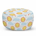 thumbnail image 1 of Sun Pouf Cover with Zipper, Continuous Weather Conditions Sunny Clouds Rain, Soft Decorative Fabric Unstuffed Case, 30" W X 17.3" L, White Multicolor, by Ambesonne, 1 of 5