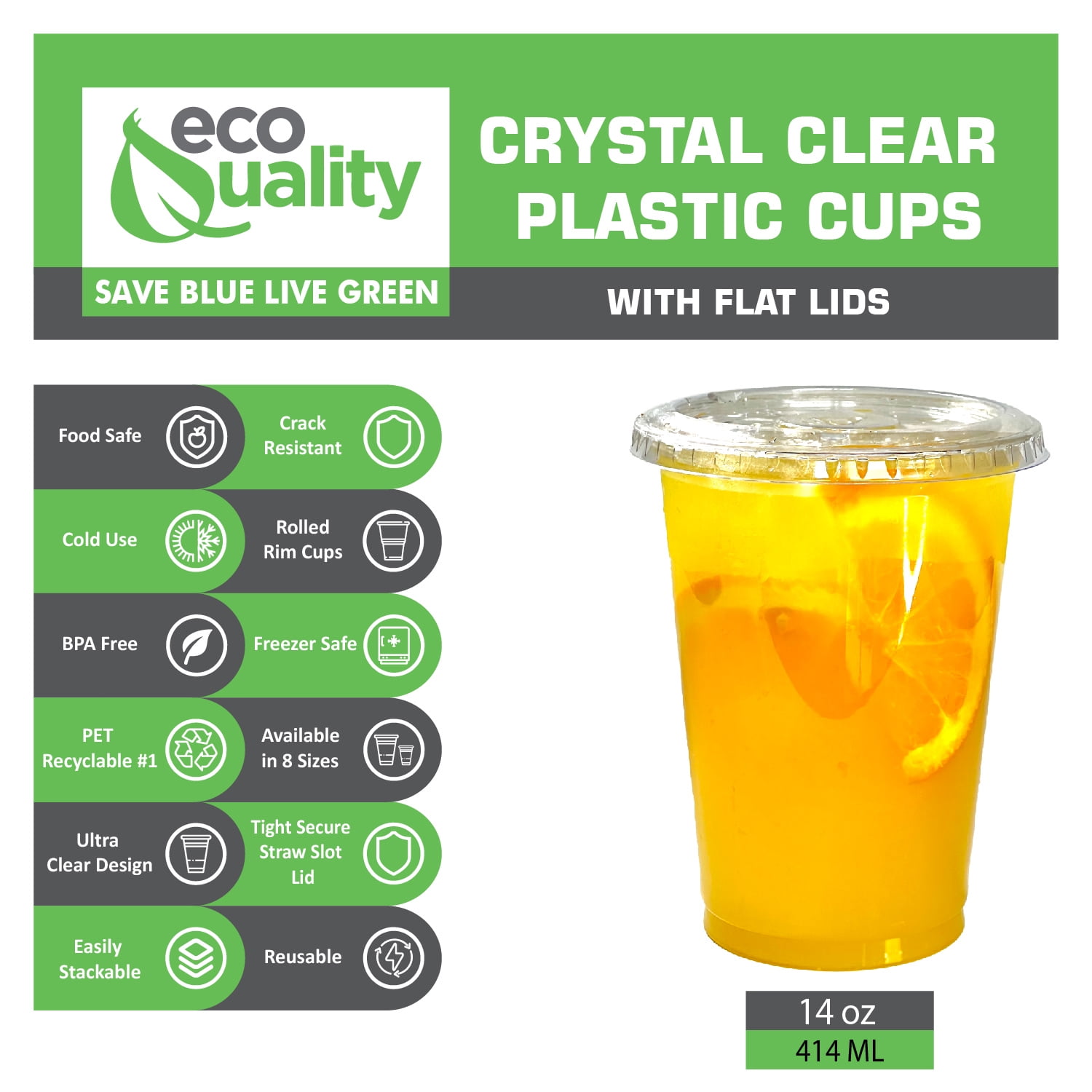 14 oz. Crystal Clear Plastic Disposable Party Cups (500 Tumblers