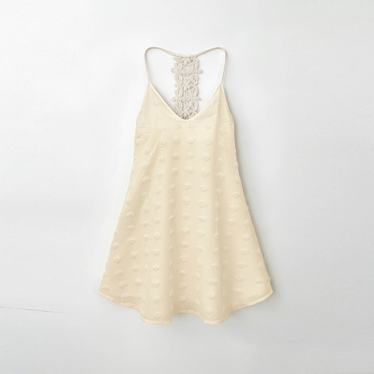 Sentmoon Long Lace Dress Spaghetti Strap Dresses for Women 2026 Summer Ladies Dresses Solid Color Sleeveless Crew Neck Breathable Loose Fit Birthday Dress Vacation S-2XL