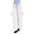 thumbnail image 4 of Bovemsi Cargo Pants Women Baggy Wide Leg Hip Hop Y2K Streetwear Leisure Jogging Bottoms With Elastic Oversized Vintage 90s Work Pants, 4 of 6