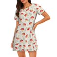 thumbnail image 1 of Sikiie Chemise de Nuit à Manches Courtes Imprimé Champignons, Col Rond, Pyjama d'Été pour la Maison, 1 of 6