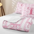 thumbnail image 4 of Meiyoeat Girly Bow Letter T Twin Quilt Set for Girls,Cute Stripe Twin Coverlet Set,Light Pink White, 4 of 7