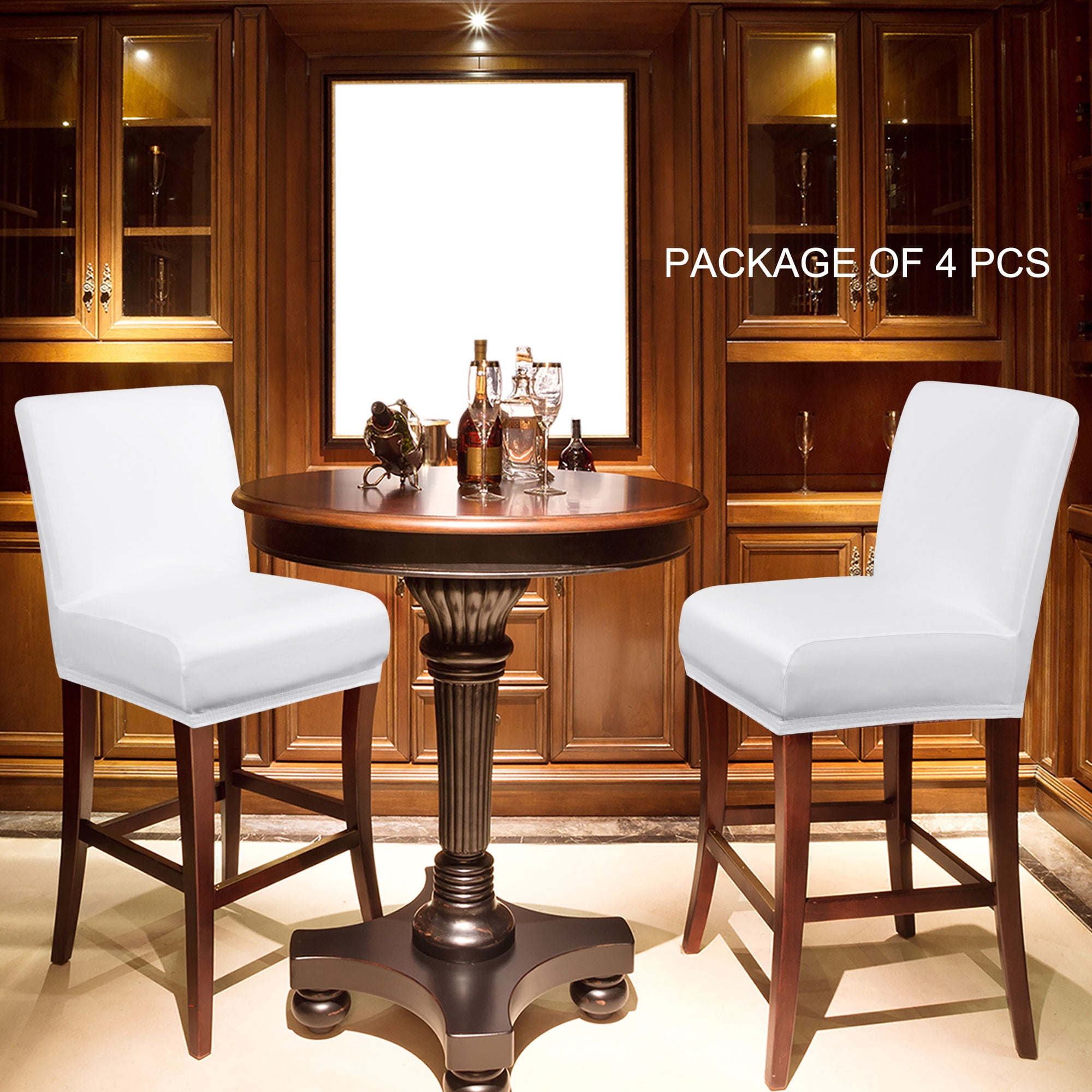 Unique Bargains Waterproof Bar Stool Covers for Short Back Chair Slipcovers White 4 Pcs