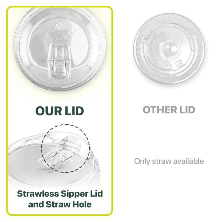 [1000 Sets] 16 oz Clear Coffee Cups with Strawless Sip Lid, Clear Plastic, Disposable Cups with Lids, Iced Coffee Cup (1000 Cups with 1000 Lids)