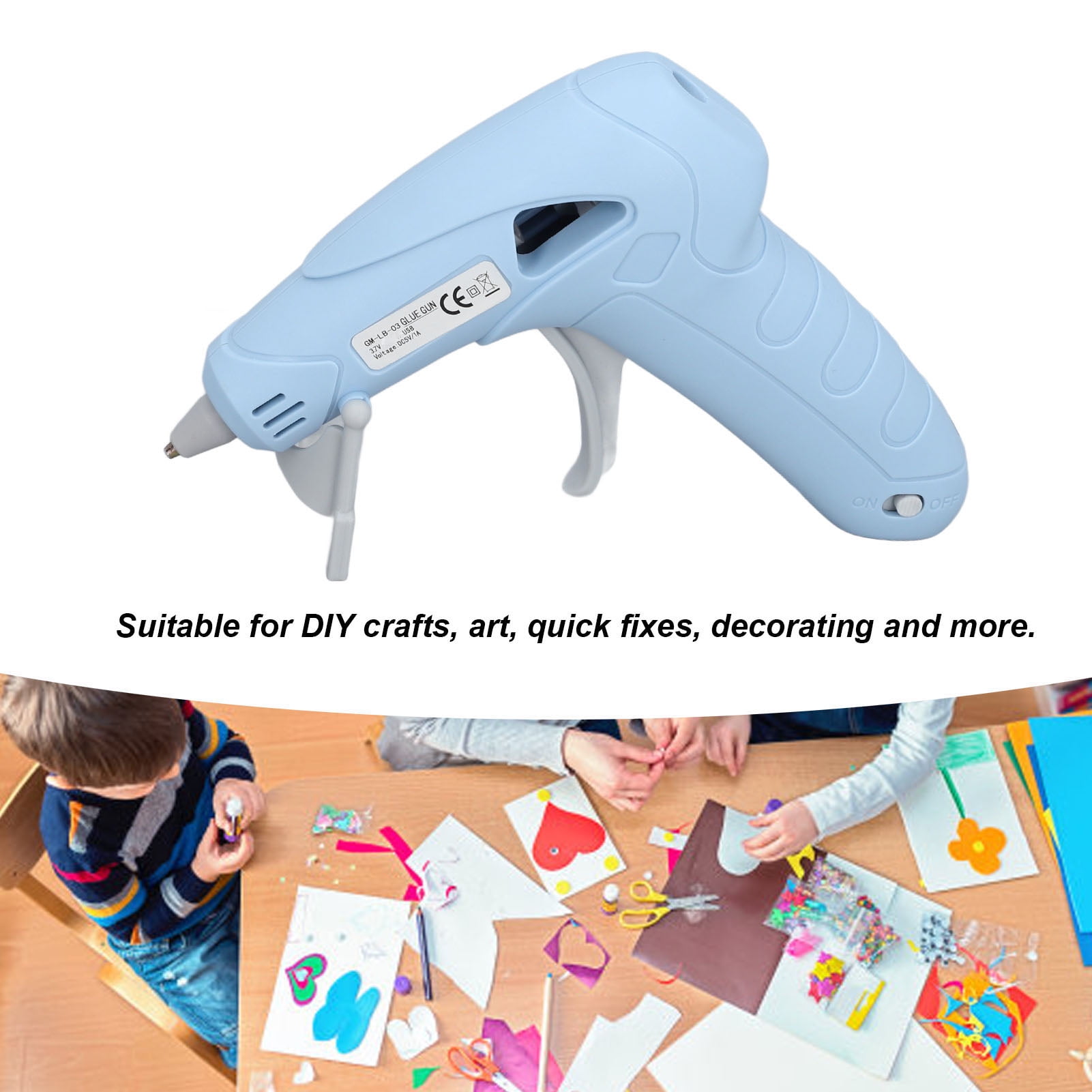 Nieyigj Hot Melt Glue Gun Kit USB Rechargeable Cordless Mini Device With 30 Pcs Adhesive Bars Tool Bag Silicone Pad Anti-Drip Design for Home DIY Crafts Arts Repair - Blue