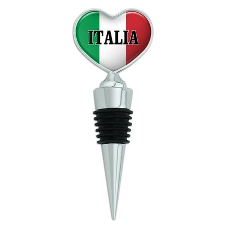 Heart Bottle Stopper - Italia Italy Italian Flag Heart Love Wine Bottle Stopper