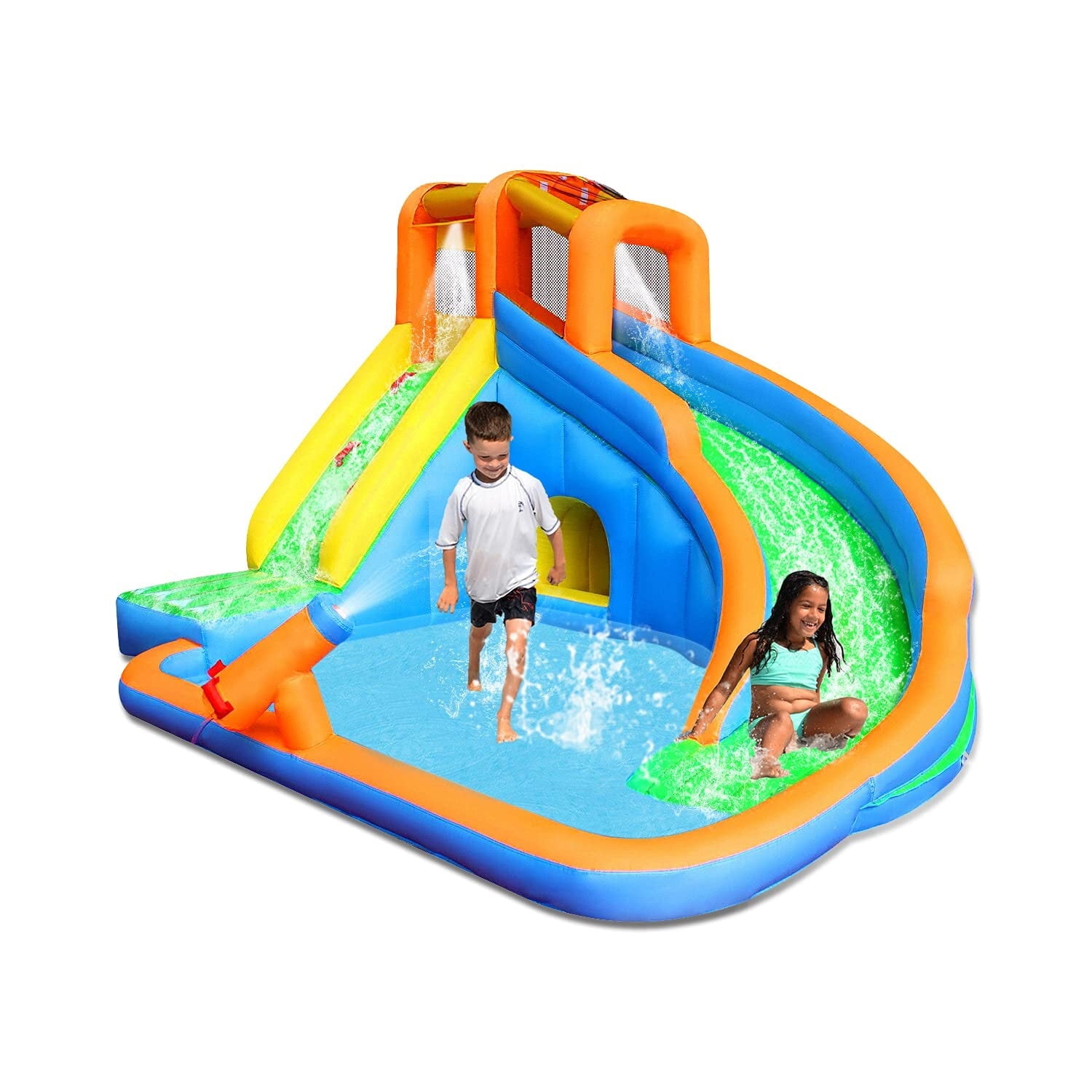 BESTPARTY Inflatable Water Slide Kids,Water Slide With Pool Backyard
