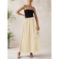 thumbnail image 3 of Vestido largo PRETTYGARDEN para mujer, sin tirantes, línea A, negro albaricoque, 3 of 7