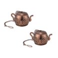 thumbnail image 1 of Oleegame 2PC Produce Storage Stainless Steel Creative Tea Leak Tea Maker Teapot-shaped Tea Compartment Brown, 1 of 2