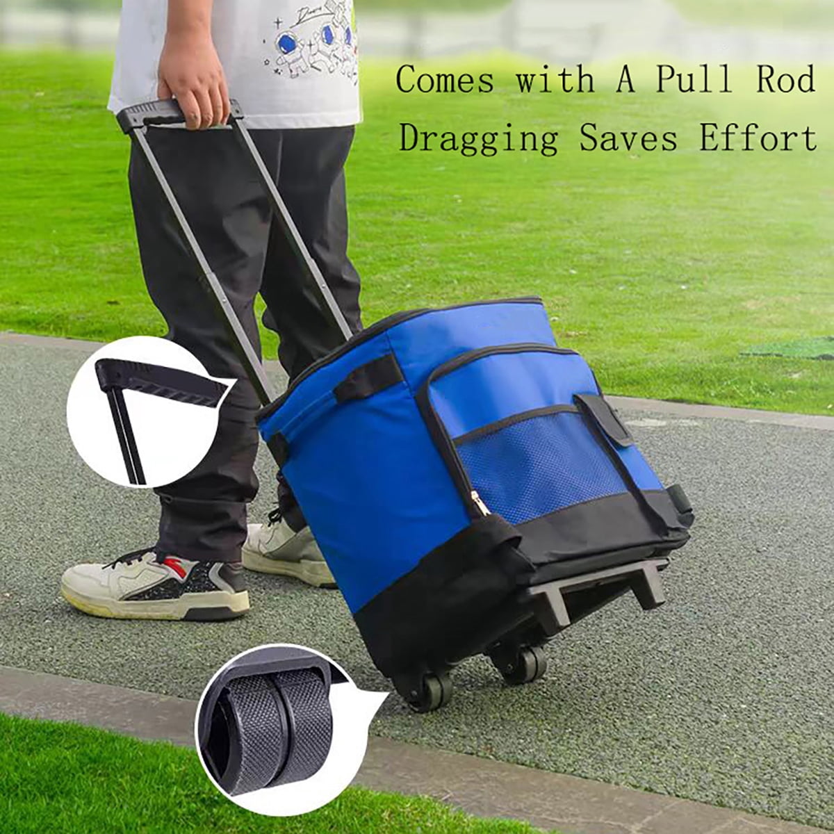 Portable Cooler with Wheels and Handle Collapsible Rolling Cooler Leakproof Insulated Soft Cooler Bag for Beach Camping Patio Travel Outdoor Ball Fields