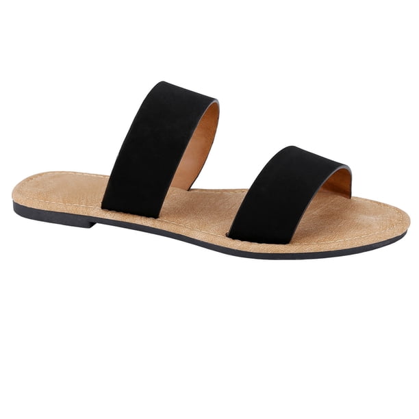 women's double strap slides