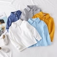 thumbnail image 4 of 4-5T Little Kids Boys Long Sleeve Classic Oxford Dress Shirts Kids Casual Button Collared Shirt for 12 18 24 Months 2T 3T 4T 5T 6T 7T Toddler Kids Fall Winter Clothes Tops, 4 of 6