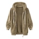 thumbnail image 3 of Gibobby Abrigos de mujer, Chaqueta de Invierno con Capucha para Mujer, de Manga Larga, de Forro Polar, con Frente Abierto, con Bolsillo(Caqui,CH), 3 of 5