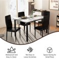 thumbnail image 5 of Lamerge 5 Piece Dining Table Set for 4, Faux Marble Kitchen Table with 4 PU Leather Chairs, Modern 4 Person Dining Room Sets for Small Space, Living Room, Apartment, White+Black, 5 of 8