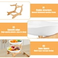 thumbnail image 5 of Wooden Fruit Bowl with Bamboo Wood Stand for Kitchen Counter, Plastic Fruit Basket for Vegetable Storage, Snack Dessert Cake Tray Plate Rack for Party Wedding - White, 5 of 10
